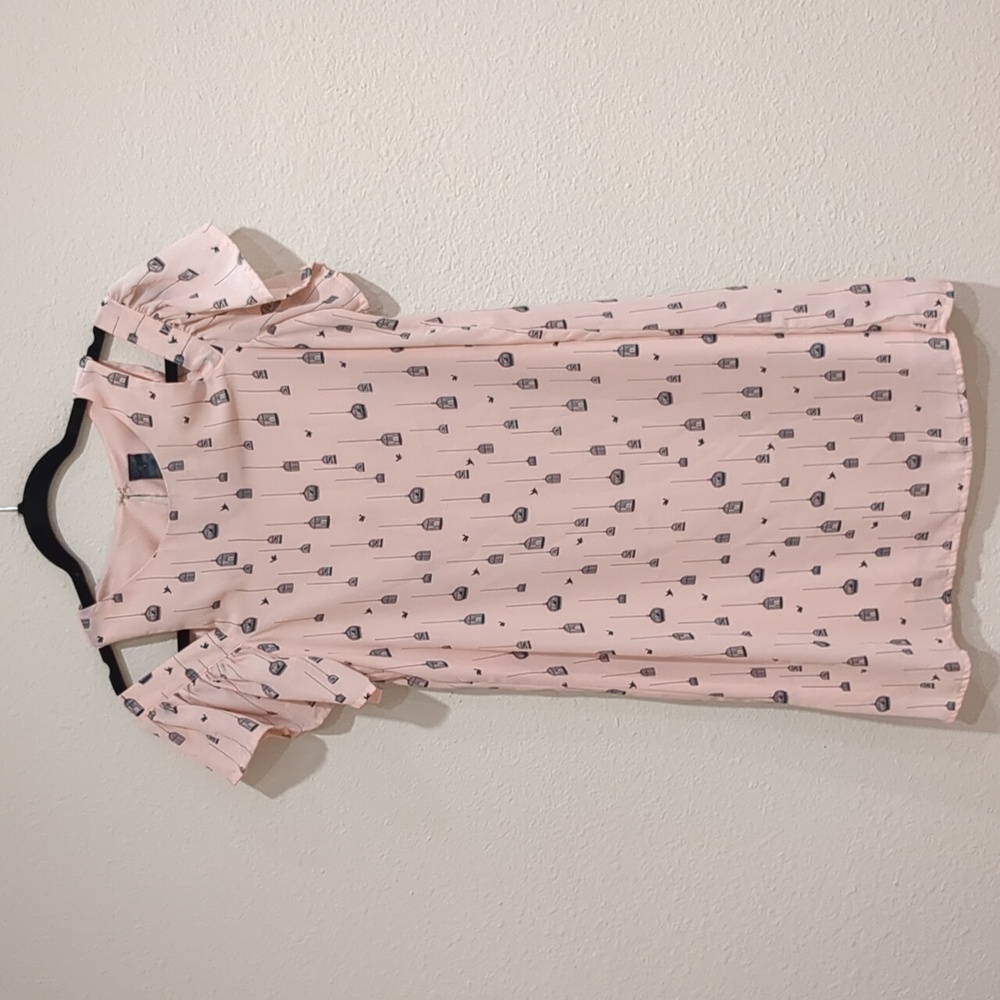 City Streets Pink Birdcage Print Pink Off The Shoulder Dress Size 4